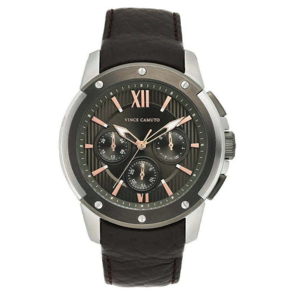 Vince Camuto Black Leather Strap Watch